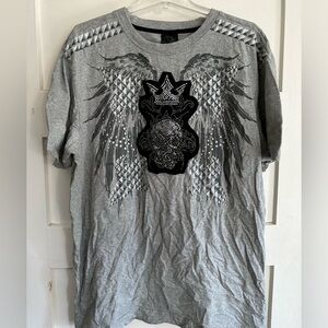 Men's Gray RawBlue Embroidered T-Shirt Size 3XL